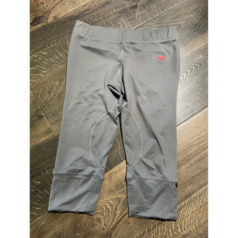 Adidas Womens Gray Cropped Leggings Capri Pants SMU Mustangs 3 Stripe Size Large